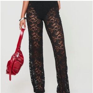 Princess Polly Black Wide Leg Lace Pants